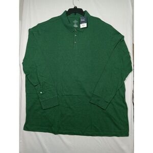 St John's Bay  Men's‎ Polo Shirt Long Sleeve 4XLT Green